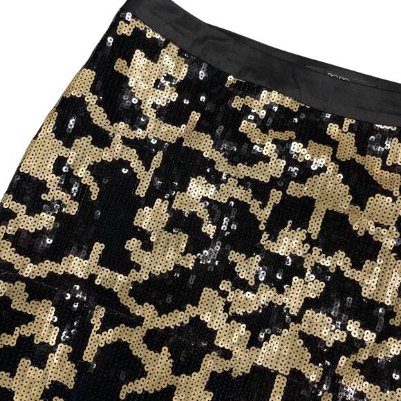 BCBG Paris Black Gold Sequin Animal Print Pattern Size 4 - Picture 2 of 7